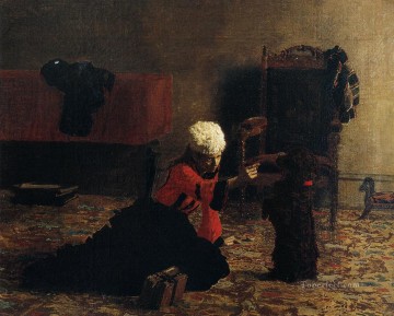 Elizabeth Crowell con un perro Realismo retratos Thomas Eakins Pinturas al óleo